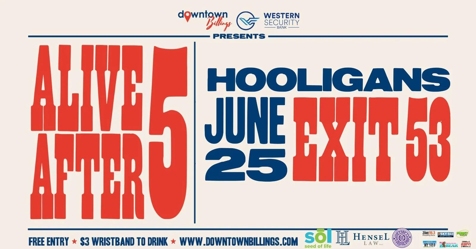 Alive After 5: Exit 53 (at Hooligan’s Sports Bar at Skypoint)